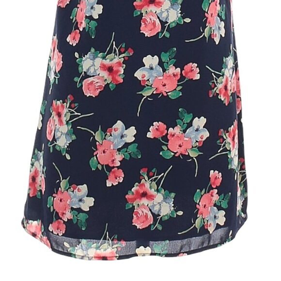 🌺 Design Lab Lord & Taylor Floral Navy Cold Shoulder Flutter Sleeve Mini Dress - Picture 4 of 10